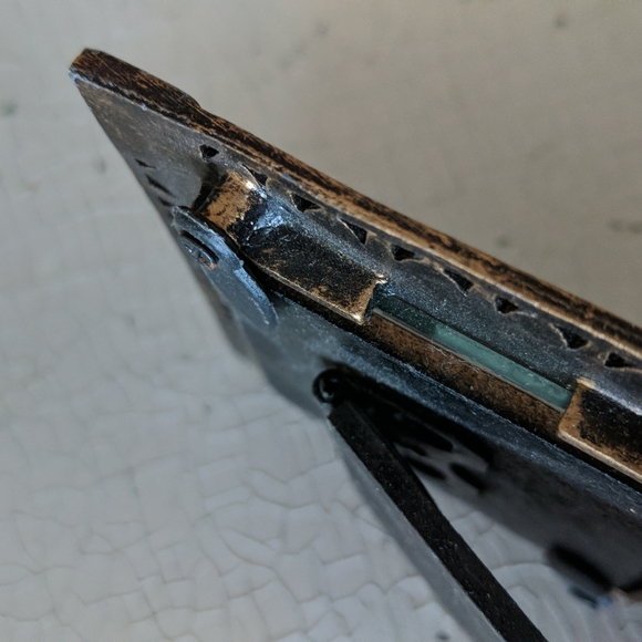 Small metal picture frame with golden stones. Glass/picture size 1 5/8" x 1 5/8" - Picture 8 of 9